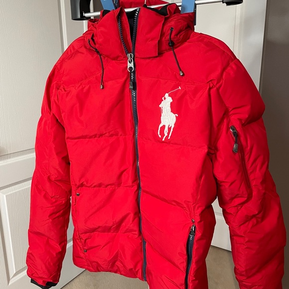 MEN’S Polo Ralph Lauren Red Puffer Jacket - Picture 6 of 6